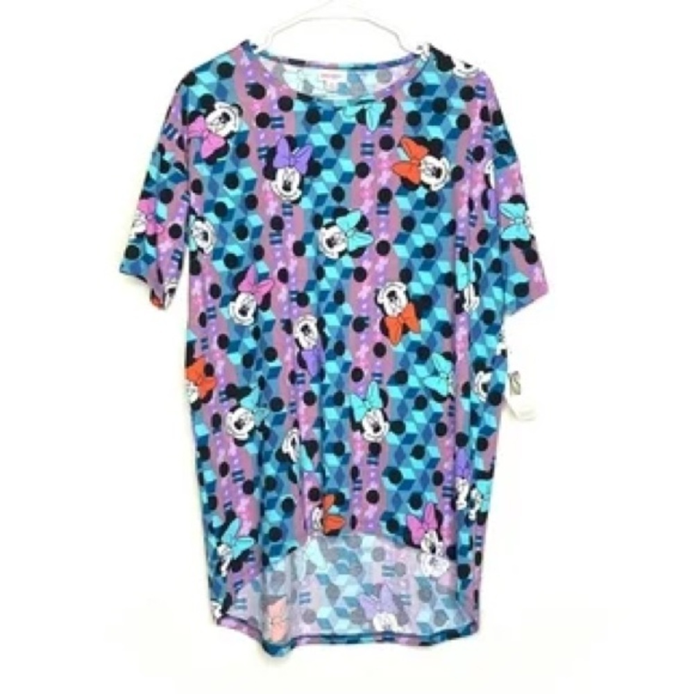 LuLaRoe Irma Disney Minnie Mouse Geometric Tunic Top Size Small Oversized